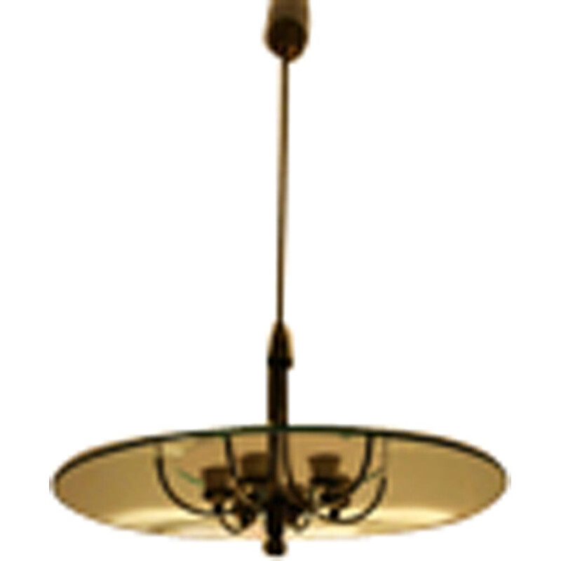Italian vintage chandelier in brass and glass