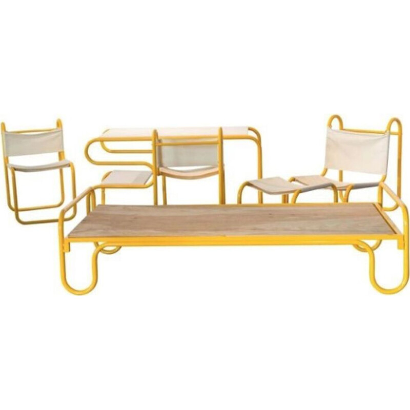 Tubular steel lounge set by Michel Hamon