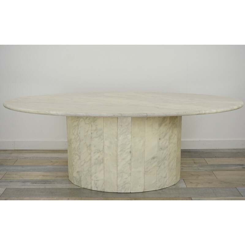 Vintage oval marble coffee table, 1970