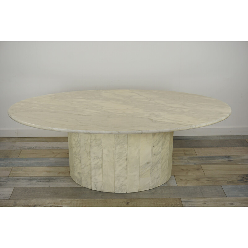 Table basse vintage ovale en marbre, 1970
