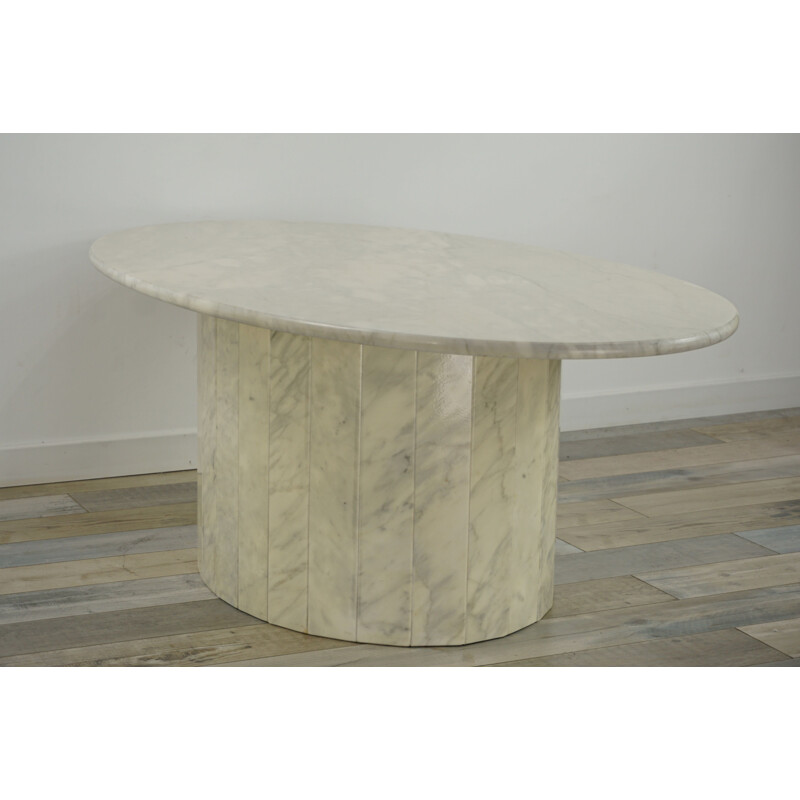 Vintage oval marble coffee table, 1970