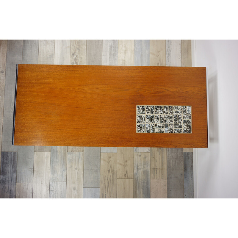 Vintage teak and ceramic coffee table 1960