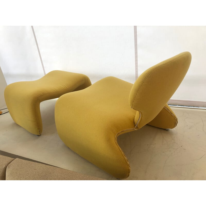 Vintage Djinn armchair and his ottoman by Oliver Mourgue for Airborn,1968