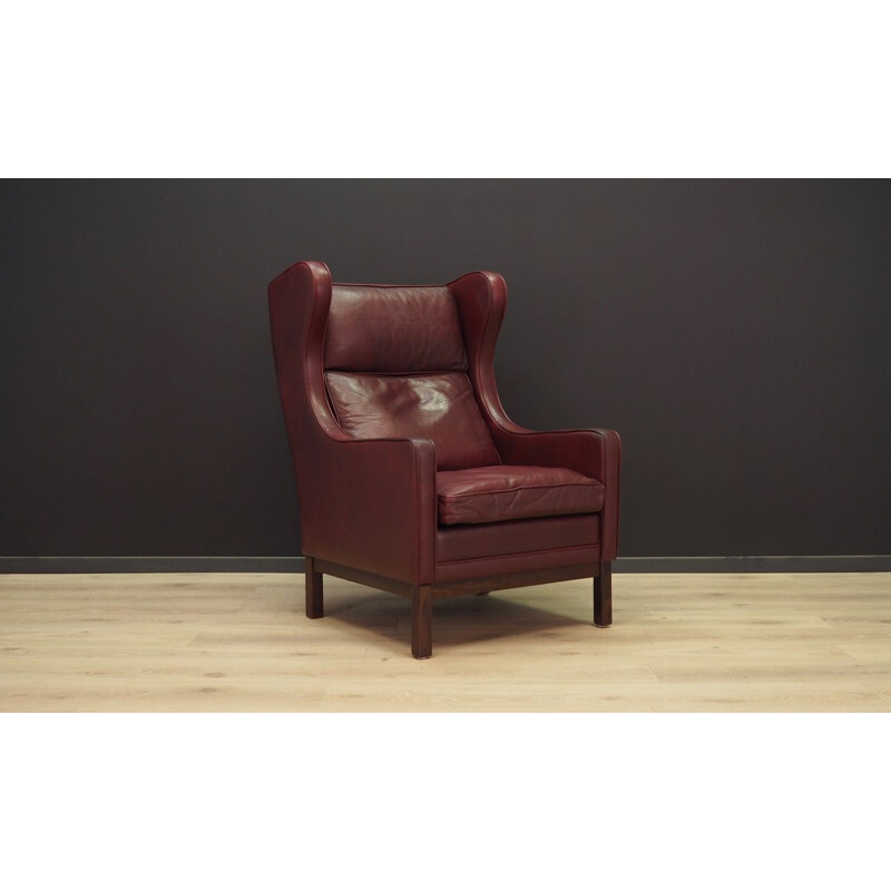 Vintage danish armchair in leather,1970