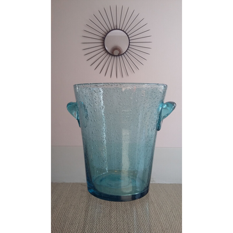 Vintage Biot 1960 bubbled glass champagne bucket