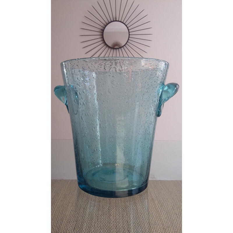 Vintage Biot 1960 bubbled glass champagne bucket