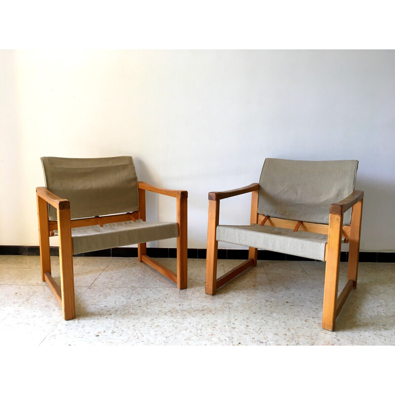 Set of 2 vintage safari chairs by Karin Mobring