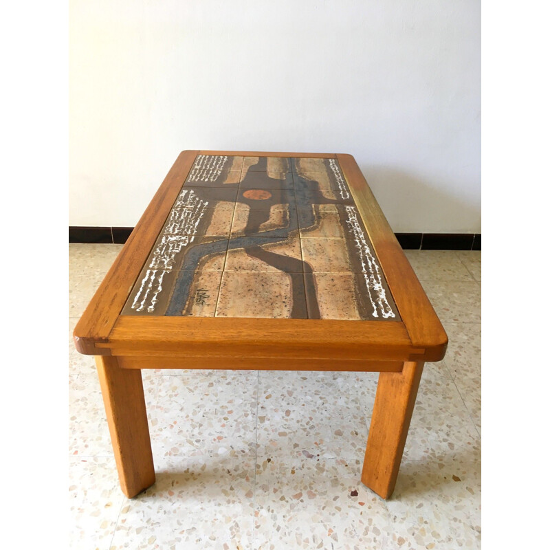 Vintage ceramic coffee table by Jean d'Asti Vallauris