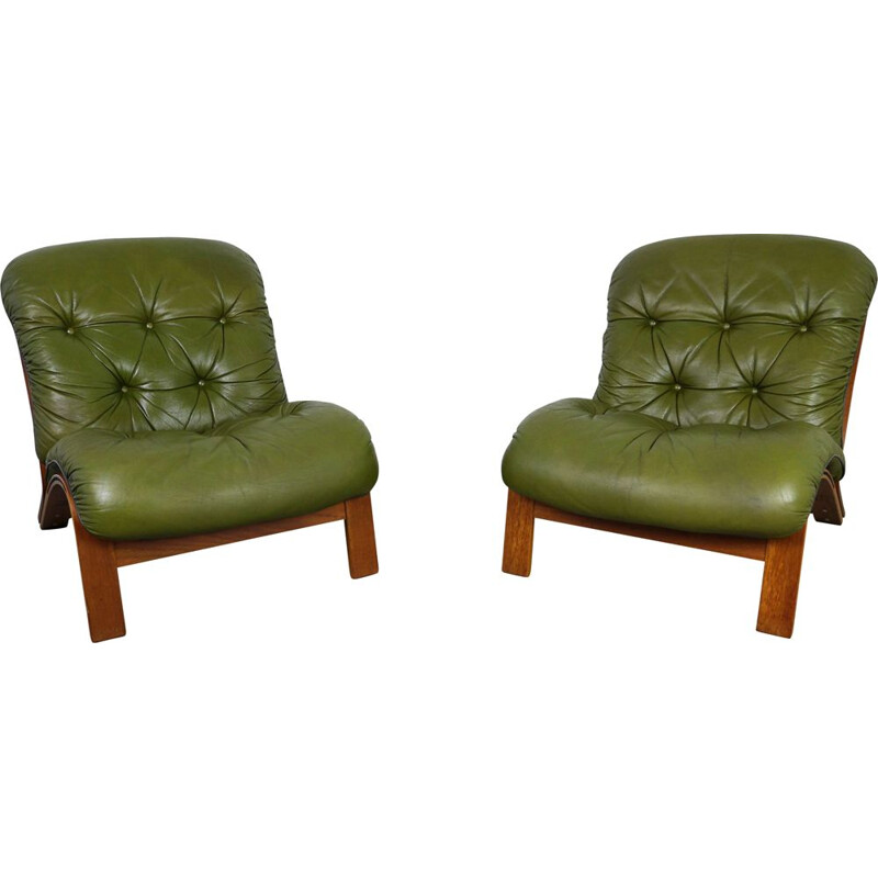 Pair of vintage armchairs by Elsa & Nordahl Solheim for Rybo Rykken & Co 1970s