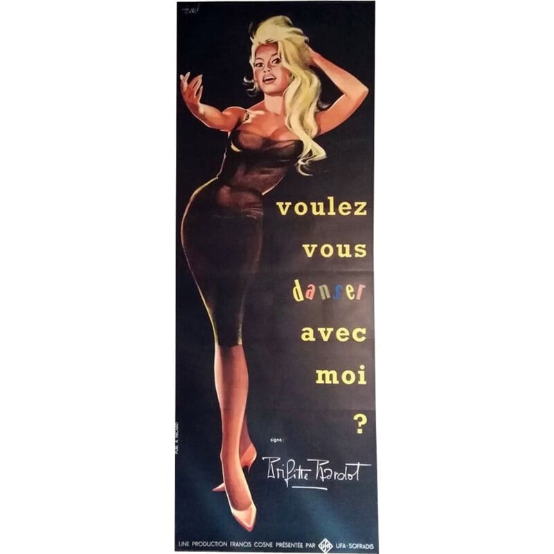Affiche vintage originale Brigitte Bardot, 1959