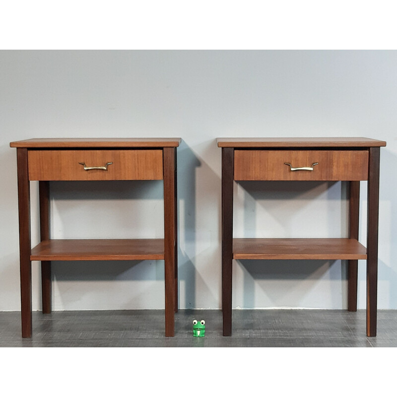 Pair of vintage Norwegian teak bedside table