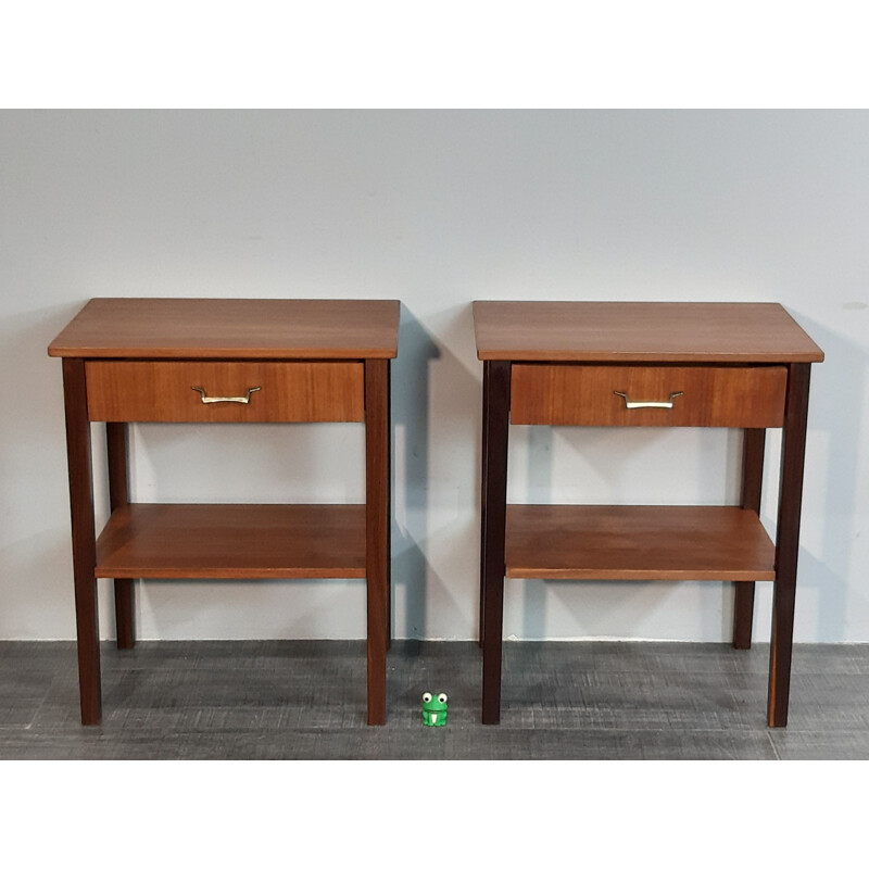 Pair of vintage Norwegian teak bedside table