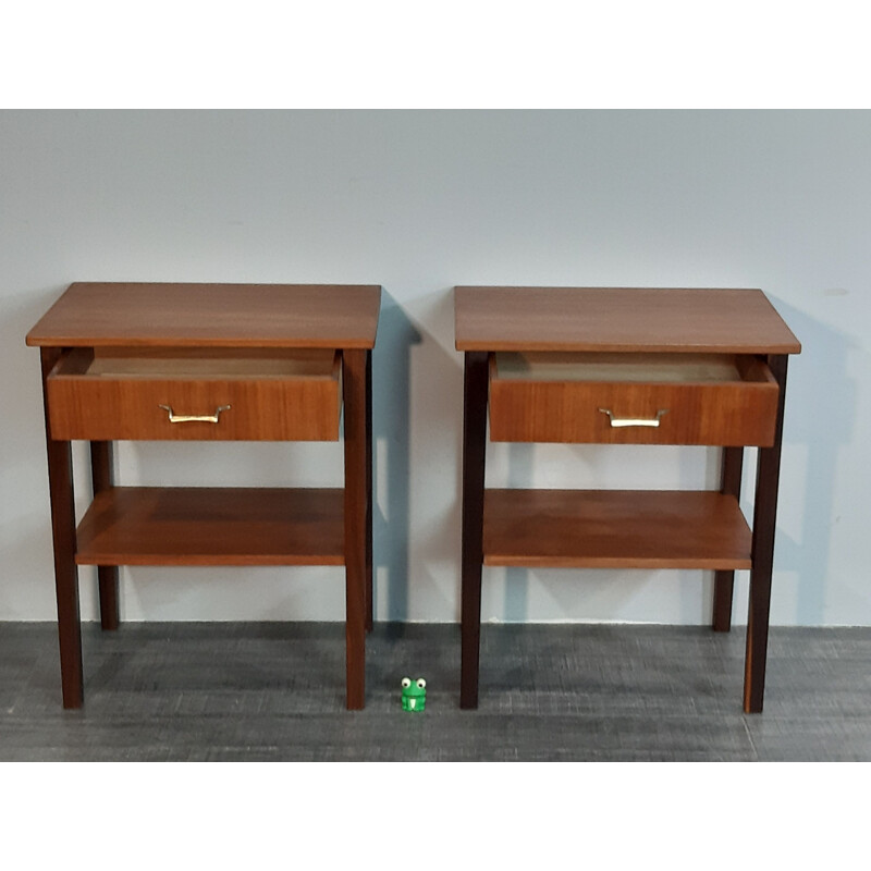 Pair of vintage Norwegian teak bedside table