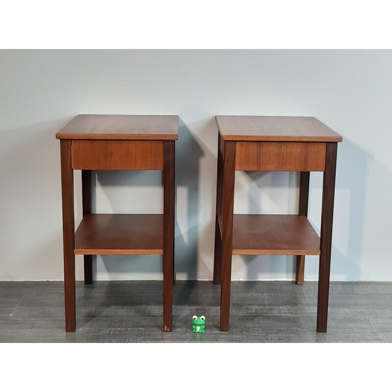 Pair of vintage Norwegian teak bedside table