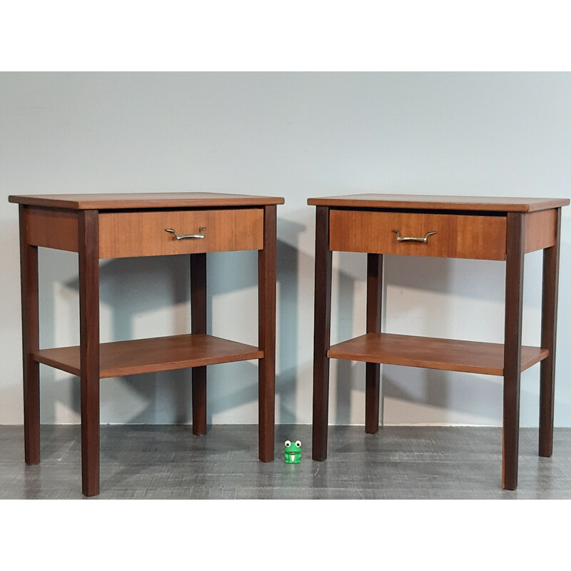 Pair of vintage Norwegian teak bedside table