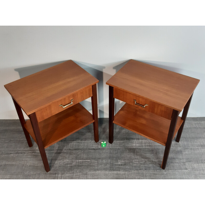 Pair of vintage Norwegian teak bedside table