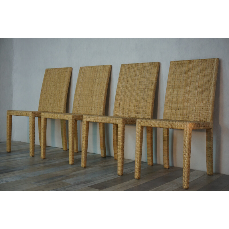 Set of 4 vintage chairs Jean Michel Frank and Adolphe Chanaux for Ecart International 