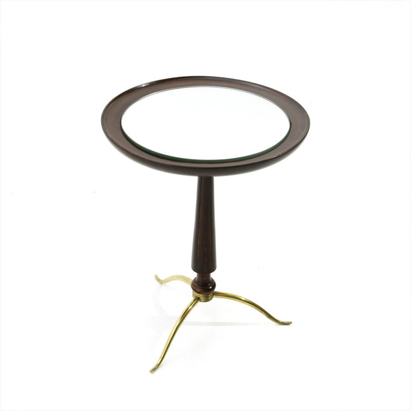 Vintage side table in brass and wood Italy 1940s