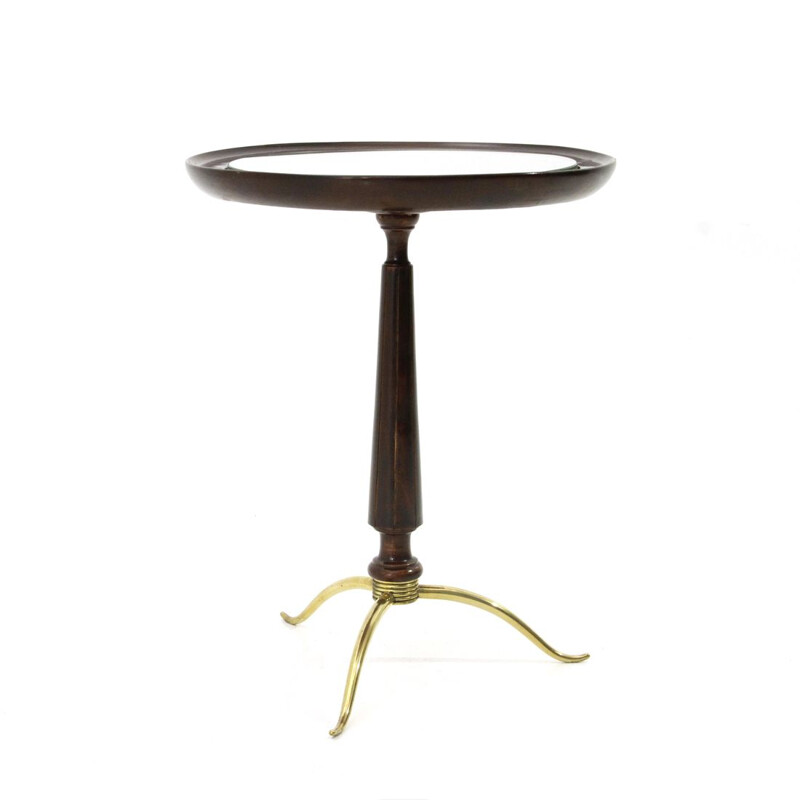 Vintage side table in brass and wood Italy 1940s