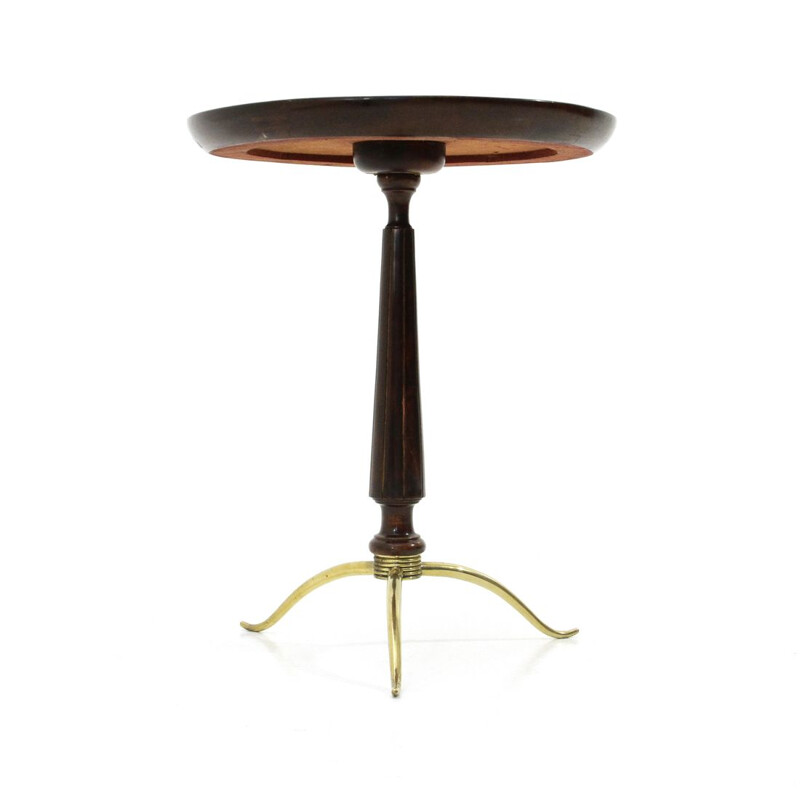 Vintage side table in brass and wood Italy 1940s