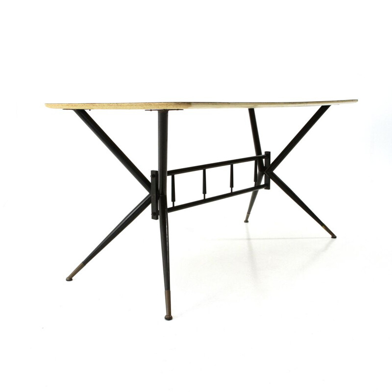 Vintage dining table formica and black metal Italy 1950s