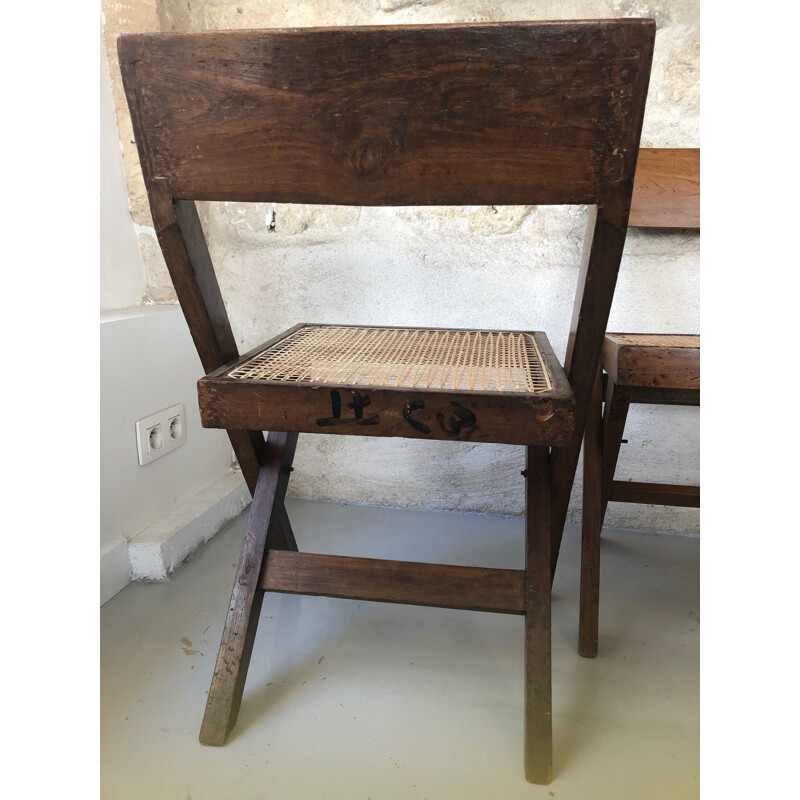 Set of 4 vintage chairs Bookshop by Pierre Jeanneret for Chandigarh 1950s