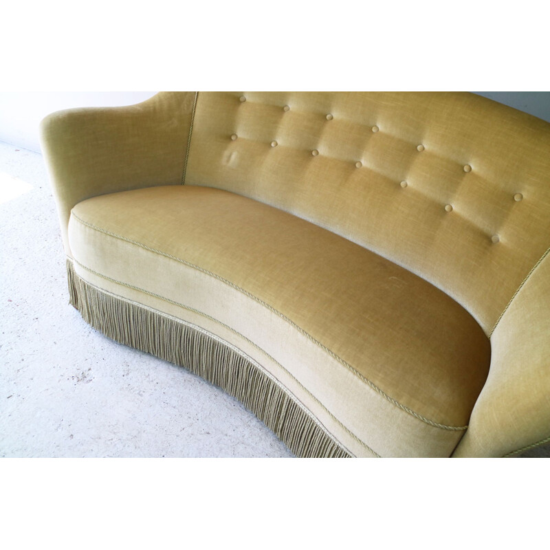 Vintage danish 2 seater sofa in velvet from the 50s