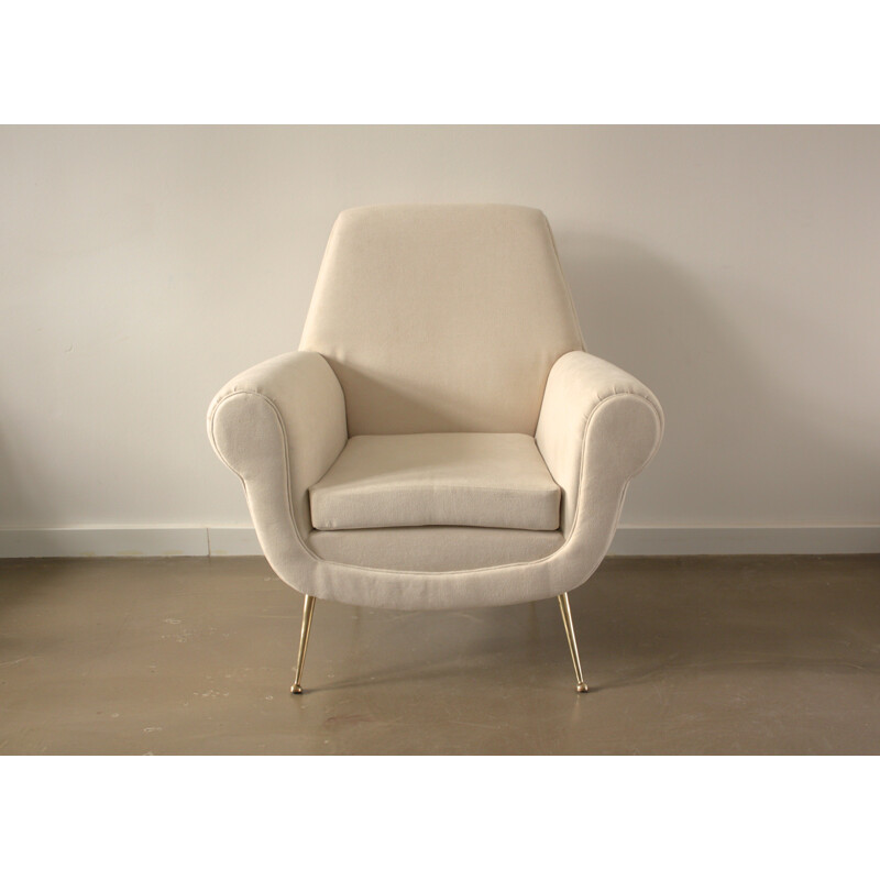 Minotti pair of Italian white lounge chairs, Gigi RADICE - 1950s