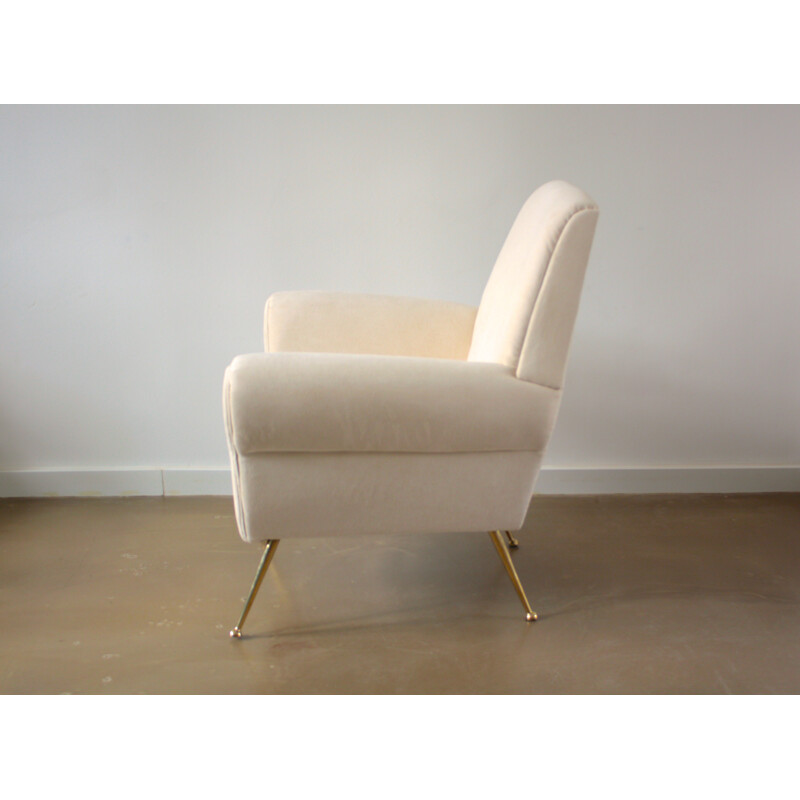 Paire de fauteuils en tissu blanc Minotti, Gigi RADICE - 1950