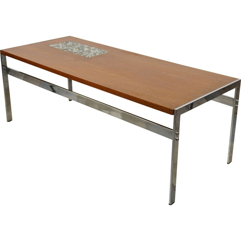 Vintage teak and ceramic coffee table 1960