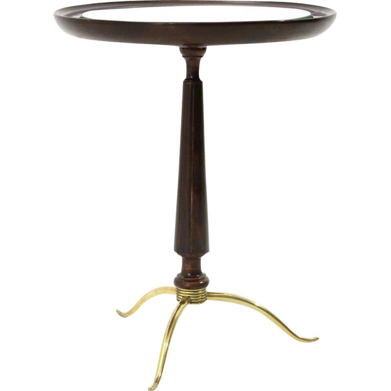 Vintage side table in brass and wood Italy 1940s