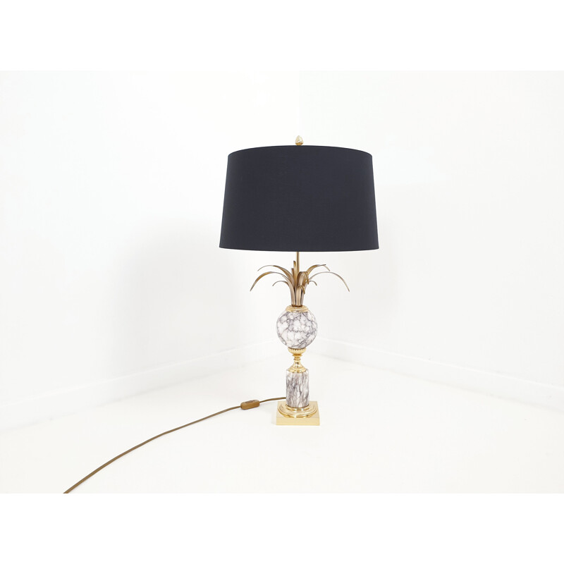 Vintage palm lamp hollywood regency marble and brass by the Maison Boulanger