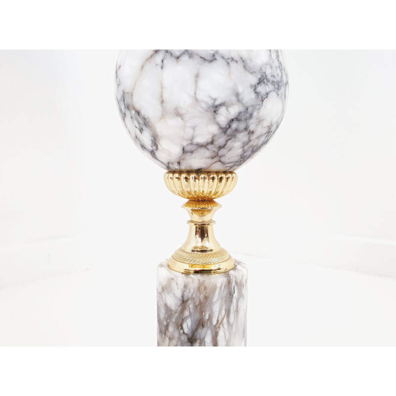 Vintage palm lamp hollywood regency marble and brass by the Maison Boulanger