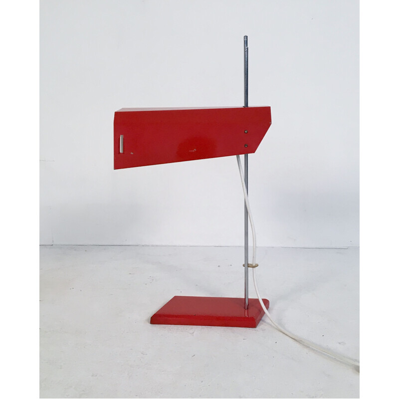 Lampada da tavolo rossa vintage di Josef Hurka per Lidokov