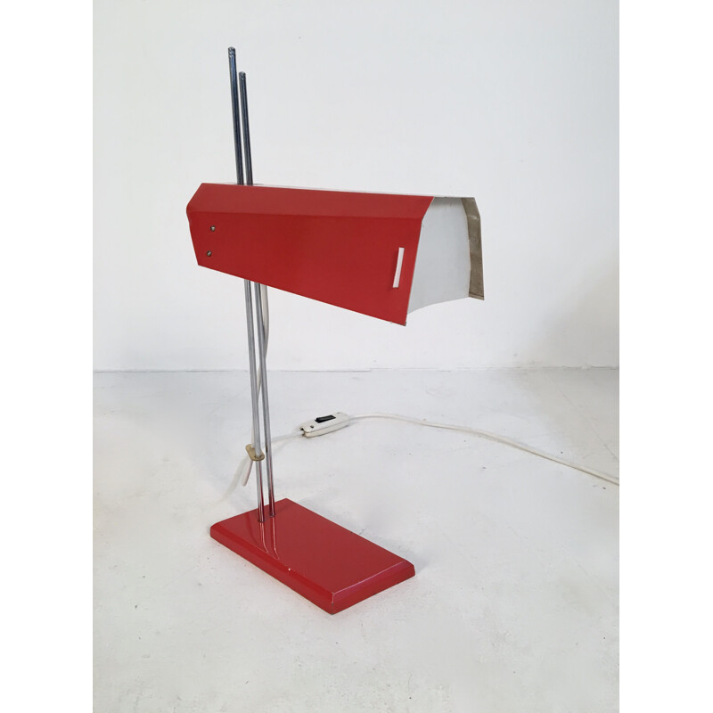 Vintage rote Schreibtischlampe von Josef Hurka für Lidokov