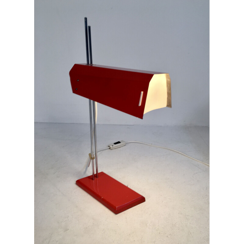 Lampada da tavolo rossa vintage di Josef Hurka per Lidokov