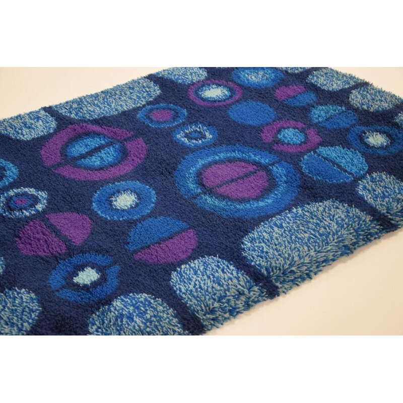 Vintage blue carpet Space Age Psyche Pop Art 70s 