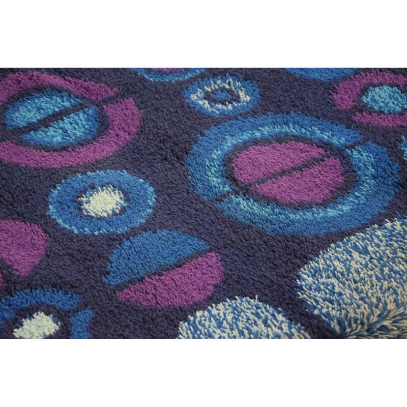 Vintage blue carpet Space Age Psyche Pop Art 70s 