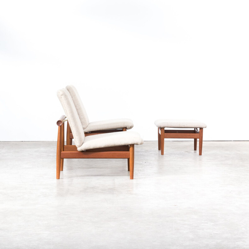 Ensemble de salon vintage par Finn Juhl Modèle 137 fauteuils japonais & ottoman pour France & Son