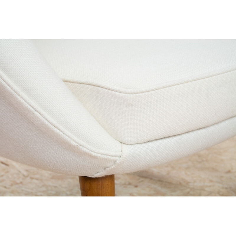 Fauteuil vintage en orme blanc cassé, Nanna Ditzel scandinave des années 1950