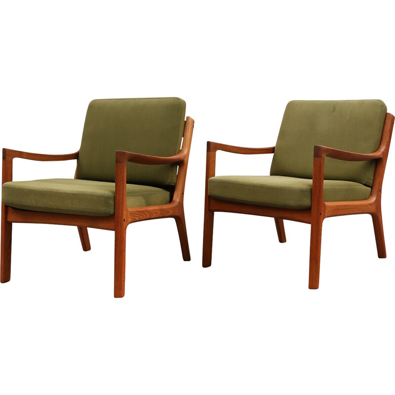 Set of 2 vintage Senator armchairs, France & Son, Ole WANSCHER - 1950s