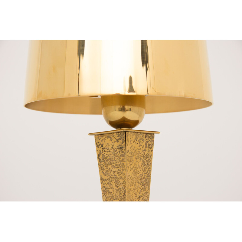 Pareja de lámparas de sobremesa vintage de bronce dorado de Genet et Michon, Francia 1930