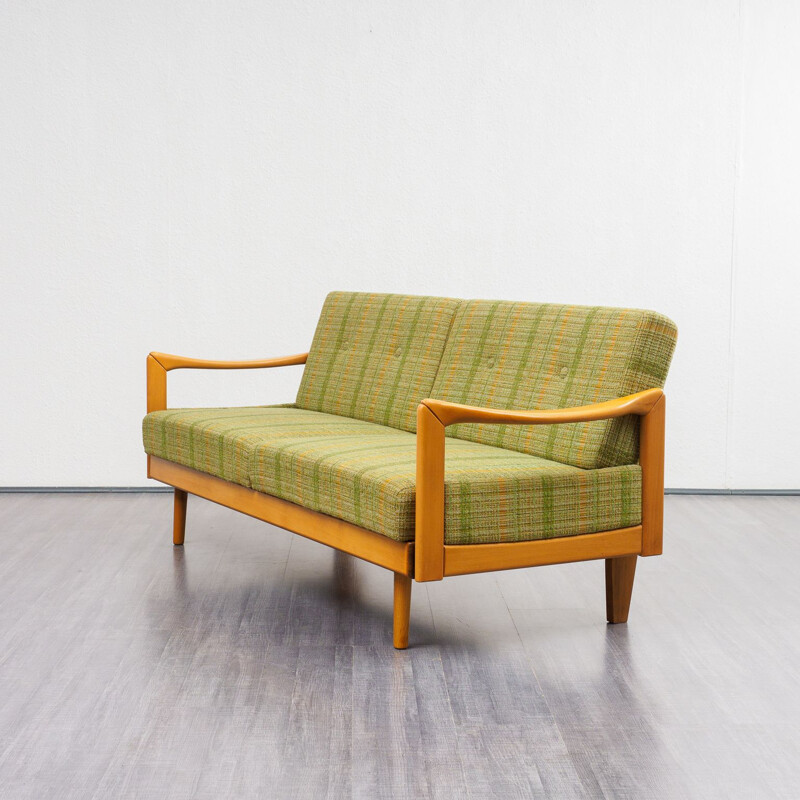 Vintage 2-seater sofa in extensible solid wood,1960