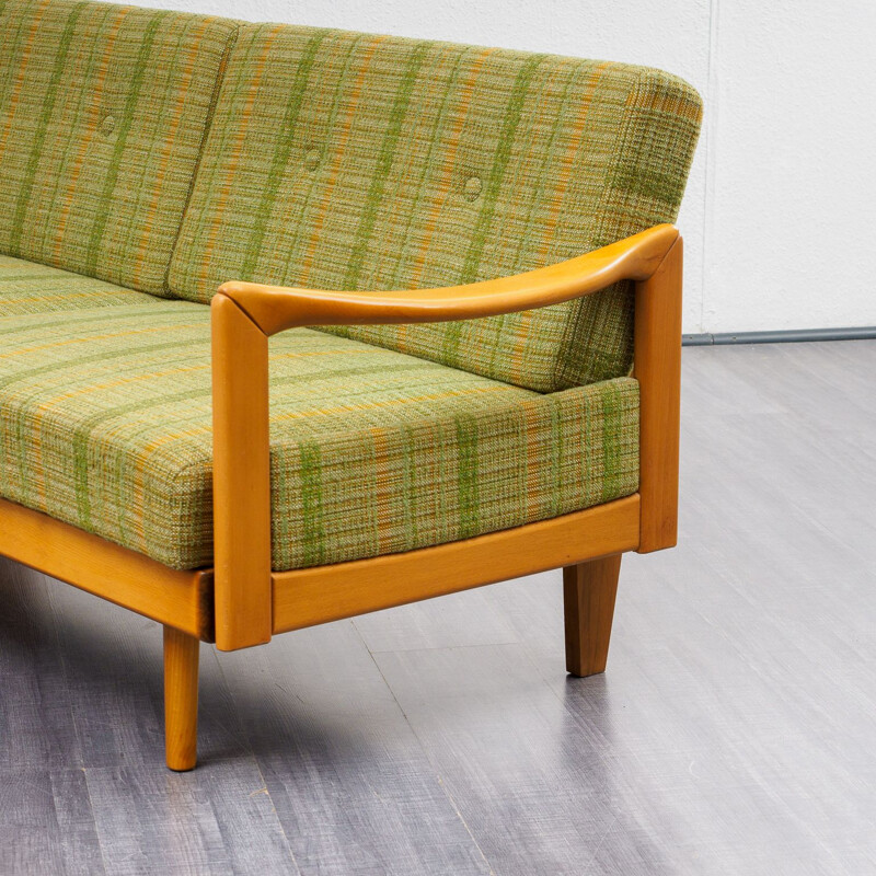 Vintage 2-seater sofa in extensible solid wood,1960