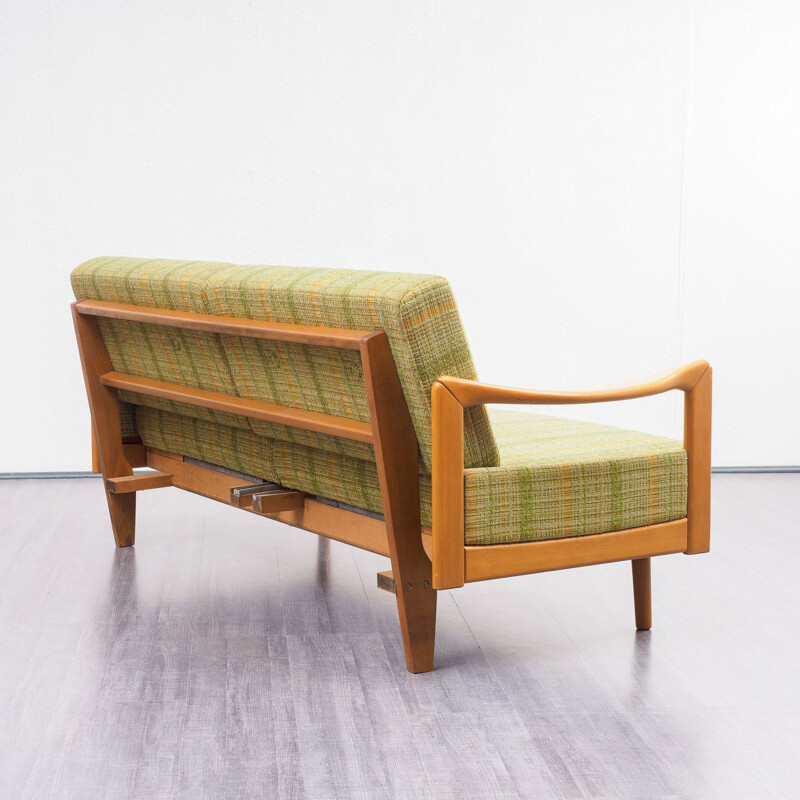 Vintage 2-seater sofa in extensible solid wood,1960