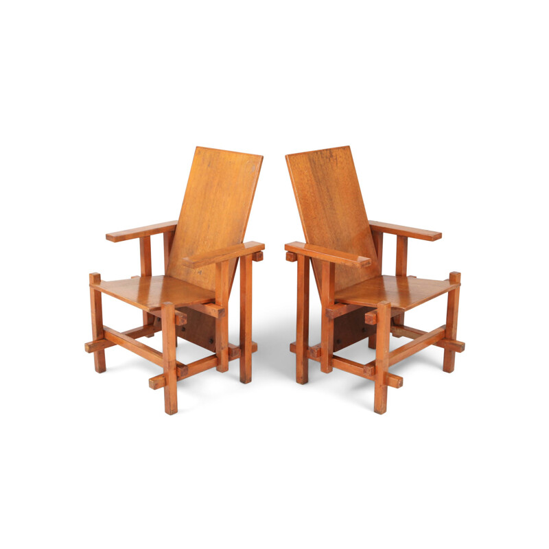 2 vintage modernist armchairs by Gerrit Rietveld,1918