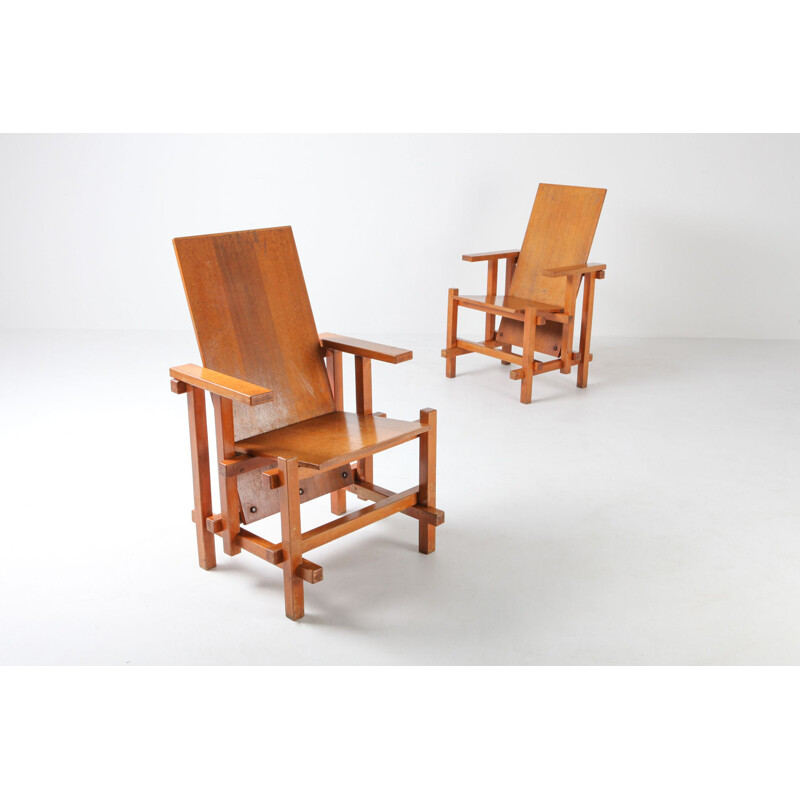 2 fauteuils modernistes vintage par Gerrit Rietveld, 1918