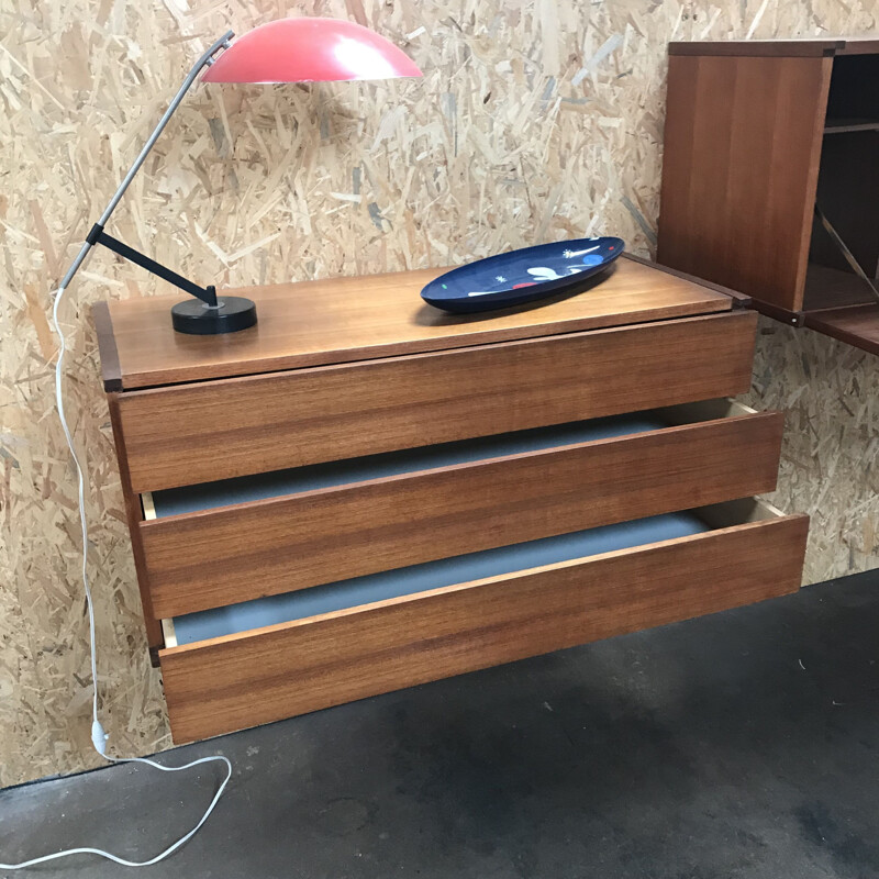 Set of vintage wooden wall shelves 1960s