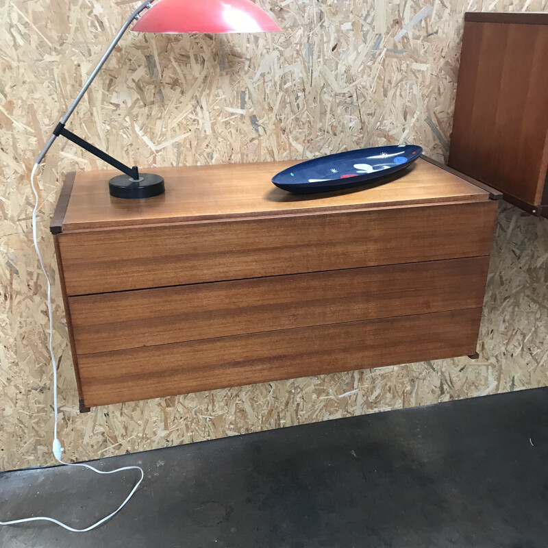 Set of vintage wooden wall shelves 1960s