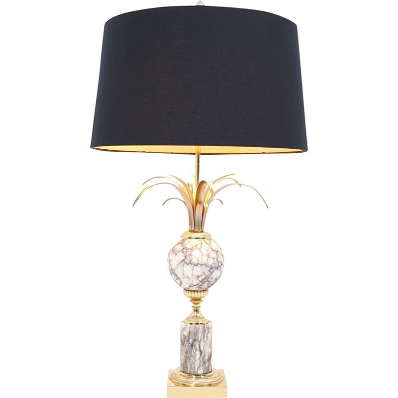 Vintage palm lamp hollywood regency marble and brass by the Maison Boulanger